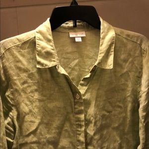 Light green linen longsleeve button up shirt